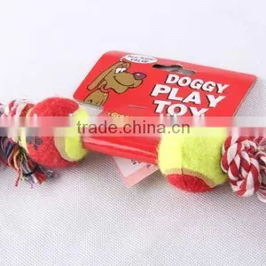 Multicolor Cotton Rope Toy With Two Tennis /PET TOY thumbnail-1