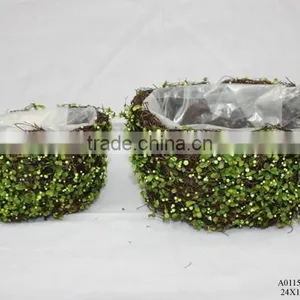 Recycled Indoor Rattan Plant Pot thumbnail-1