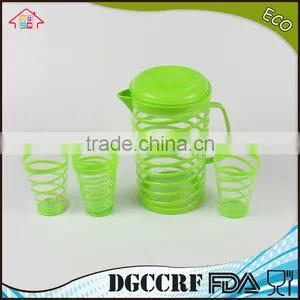NBRSC Kitchen Home 4 Pcs Plastic Drinking Water Cups With Teapot thumbnail-1