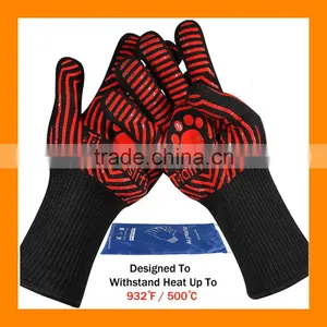 932F Heat Resistant Oven Mitts Kitchen Heatproof BBQ Cooking Grilling Welding Baking Protective Gloves thumbnail-3