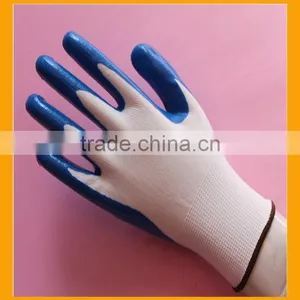13 Gauge Seamless Knitted Blue Nitrile Palm Coated Nylon Working Gloves thumbnail-5