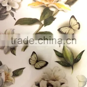 White Elegant Lily & Butterfly Design Sticker, Classic Decorative Shinny Glitter Sticker thumbnail-5