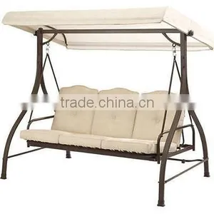 3 Seats Beige Outdoor Swing Chair Patio Chair With Cushion for Hot Sale thumbnail-1