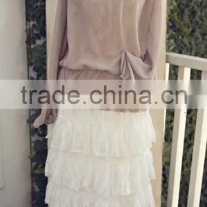 50s Skirt Extender Woman's Romantic Layered Crochet Tulle Lace Skirts In Off White / Black thumbnail-6
