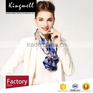Custom-made 2017 New Style Blue Printed Twill Silk Scarf thumbnail-1