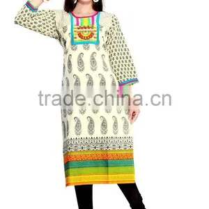 Pure Cotton Glamour Long Kurtis/western Kurti Designs/long Kurti Neck Designs thumbnail-2