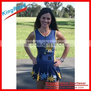 Made in China Soft Edges Sports Netball Uniforms Netball Jersey Cheap Netball Dresses thumbnail-1