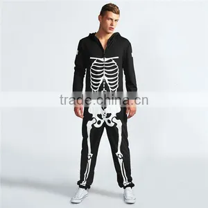 PA0004A Adult Footless Pajamas Adult Onesie With Skeleton Printing thumbnail-1