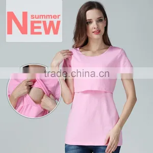 Wild Short Sleeve Nursing Clothes Small Fresh Breastfeeding Clothing Cotton Maternity Mother Outdoor Tops thumbnail-3