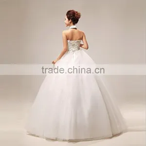 Sexy White Shiny Rhinestones Beaded Long Train Wedding Dresses thumbnail-3