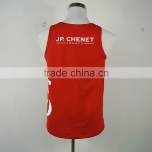 Customized Red Cotton Promotional Men's Tank Top OEM Logo thumbnail-2