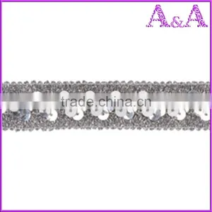 Fashion Rhinestone and Beading Trim by the Yard, New Design Beads Crystal Decorative Trim Wholesale, Trimmings for Dresses thumbnail-2