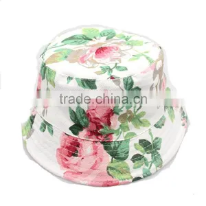 White Floral Pattern Bucket Caps Summer Sun Hat Fishing Outdoor Caps thumbnail-1