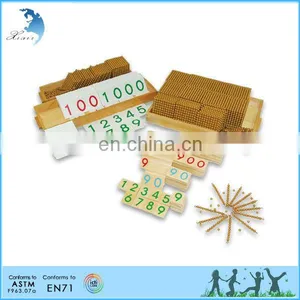 Preschool Wooden Educational Montessori Material EN71 Mathematic Toy Golden Bead Bank Game - Nylon Connected Beads thumbnail-1