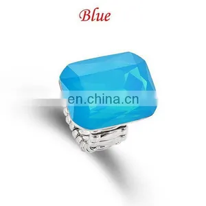 Fashion Rectangle Zircon Ring Stretched Knuckle Ring 7 Colors In Stock thumbnail-3
