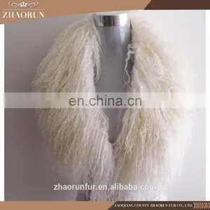 65x23cm 100% Natural Tibet Lamb Fur Scarf / Mongolian Lamb Fur Collar for Women thumbnail-2