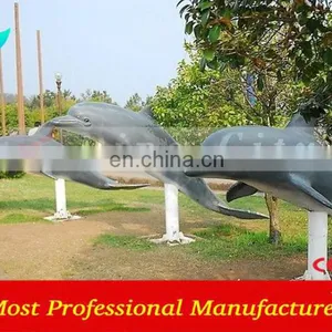 High Emulational Fiberglass Life Size Dolphin Cartoon Statues thumbnail-1