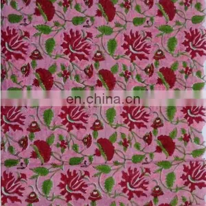 Pure Cotton Hand Block Print Floral Fabric Cotton Fabric Jaipuri Sanganeri Fabric Wholesaler From India / Fabric thumbnail-1