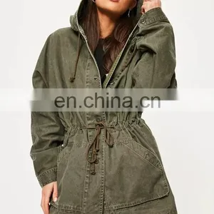 Better Quality 100% Cotton Amry Green Plan Parka Coat Women Parka Jacket thumbnail-6