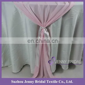 TR018#147 Blush Chiffon Fabric Satin Table Covers and Runners Wedding thumbnail-2