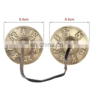 2.6in Handcrafted Tingsha Cymbal Bell W/Striker for Buddhism Meditation Old Tibet Tibetan Buddhist Bronze Tingsha Cymbals thumbnail-5
