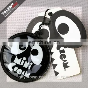 Custom Paper Printed Black Punched Shape Hangtag With PVC Cotton Filling Pendant for Kid's Garment thumbnail-1