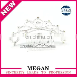 Wholesale Silver Plated Wedding Bridal Tiara Rhinestone Crystal Crown With Hair Comb thumbnail-2