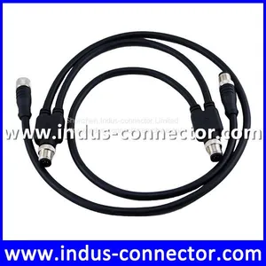Y Splitter Cable M12 3 Pin One Male to Two Female Straight Pvc Cable thumbnail-3