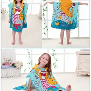 New Children Cute Cartoon Hooded Cloak Beach Towel Animal Printed Microfiber Baby Boys Girls Kids Swimming Bath Towel 120x60cm thumbnail-3