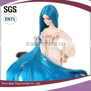 Top Quality Straight Long Blue Synthetic BJD Girl Doll Wigs thumbnail-3
