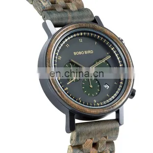 BOBO BIRD OEM Creative Natural Bamboo Wood Watches Men Fashion Multifunction Quartz Wood Watch thumbnail-5