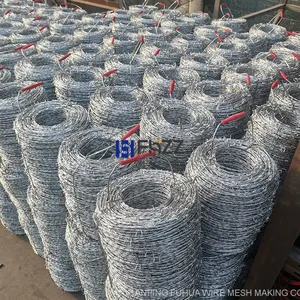 Galvanized Barbed Wire Double Twisted Strands 4 Barbs Wire Gauge 16 Length 500 Meters thumbnail-5