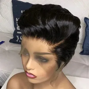 Pixie Cut Wigs Human Hair Straight Lace Front Wigs For Black Women Brazilian Hair Wigs Short Bob Wig Cheap Human Hair Wigs Sale thumbnail-1