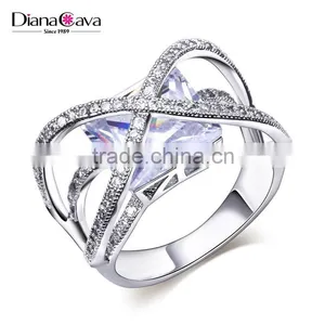 2016 Jewelry Ring Model Clear Zircon Stone Square Cross Shape Unique Design Ring thumbnail-1