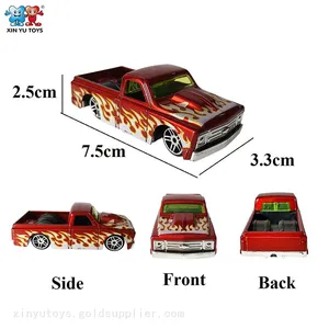 1:64 Diecast Metal Cart Fire Pattern 3 Inches Free Wheeling Alloy Kid Toys thumbnail-5