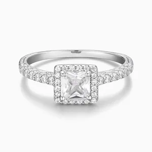 Shining Star Jewelry 1 Carat Princess Cut Moissanite Engagement Halo Ring thumbnail-4