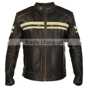 Mens Armored Black Vintage Racing Leather Jacket thumbnail-1