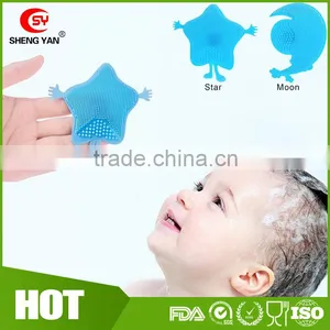 Latest FDA Standard Star And Moon Shape Silicone Body Bath Brush For Babies thumbnail-1