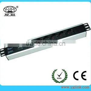 19'' 1.5U German Type 6 Ways PDU With Overload Protection thumbnail-1