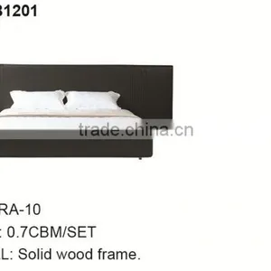 Hot Sale Solid Black Walnut Wood Full Grain Leather Dubai Bed Furniture Bed Room Furniture MB1201 thumbnail-2