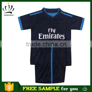 Real Free Sample to Euro Cheap Soccer Uniform Camisa Del Madrid Soccer Jersey for Kids Thai Quality Football Jerseys for Baby thumbnail-4
