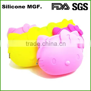 Nice Quality Cute Cartoon Cat Design Silicone Coin Purse Case With Ropes thumbnail-1