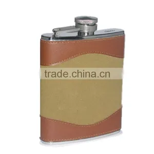 Promotional Portable PU Customized Logo Embossed Hip Flask 6oz thumbnail-6