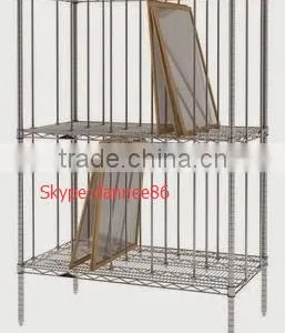 Three Sided 4 Shelf Cart 18"D x 36"W x 69"High With Rods and Tabs thumbnail-4