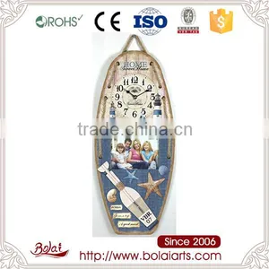 Wholesale Ship Shaped Home Decor Hanging Photo Frame Blue Modern Wall Clock thumbnail-2