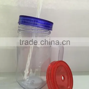 Plastic Mason Jar With Straw and Many Different Size, Colors thumbnail-2