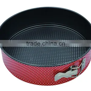 Dia.24*H7cm Carbon Steel Non-stick Round Springform Cake Pan With Decals and Flowers Bakeware Set thumbnail-6