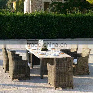 Outdoor Furniture Includes Six Chairs and Dinig Table With Marble Table Top for Garden Use thumbnail-1