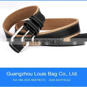 Man Men Male Belts Canvas Plus Cowhide Leather thumbnail-1