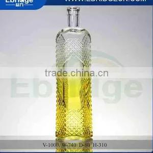 1000ml Light Yellow Clear Glass Red Wine Bottle thumbnail-1